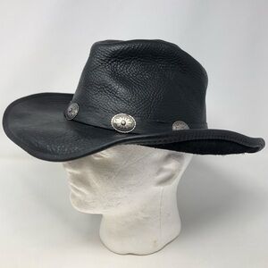 Henschel Hat Co Black Full Grain Raging Bull Leather WALKER Hat Cowboy Western